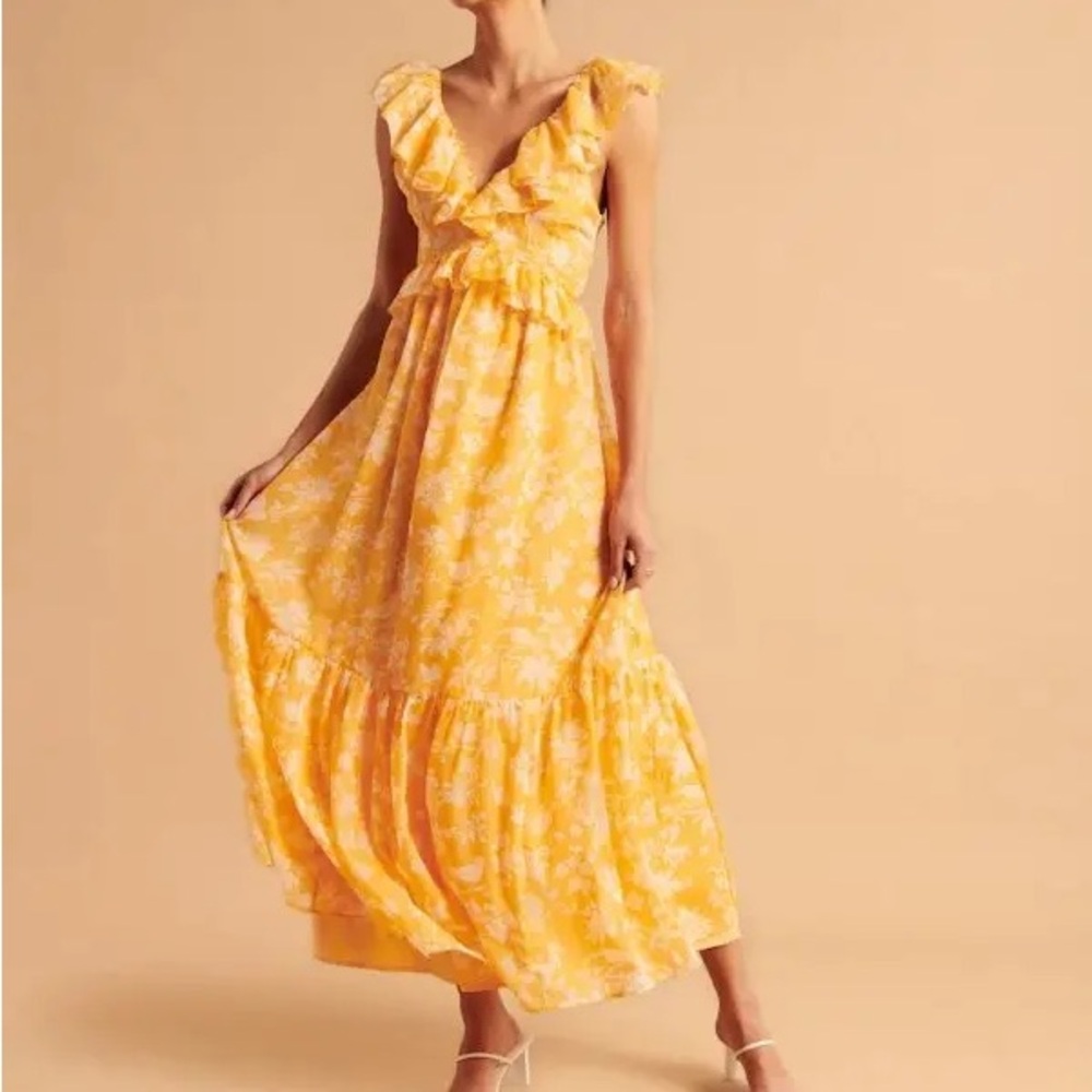 Abercrombie & Fitch Drama Ruffle Maxi Dress